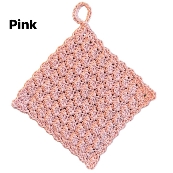 Set of 2 Crocheted Washcloth Crocheted Dishcloth with Hanging Loop 100% COTTON - Picture 3 of 9